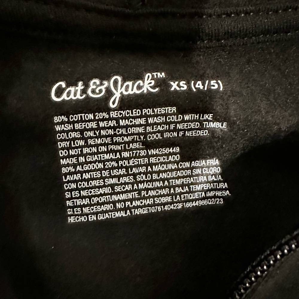 NWT Cat & Jack Toddler Boys size XS 4/5 black fleece zip up jacket & striped top - Picture 7 of 10